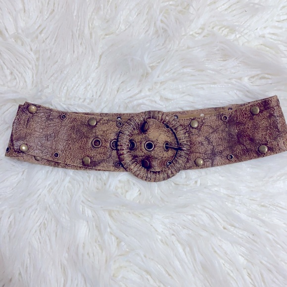 Bebe Distressed Leather Belt - Picture 1 of 4